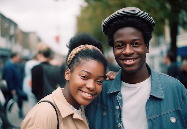 Un jeune homme et une femme sourient devant la caméra.