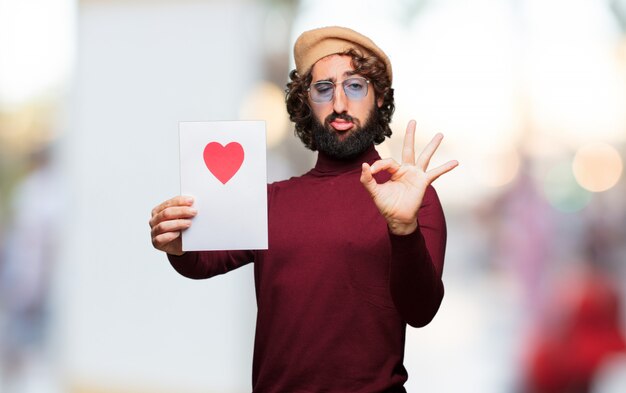 Jeune homme fou amoureux, concept de la Saint-Valentin.