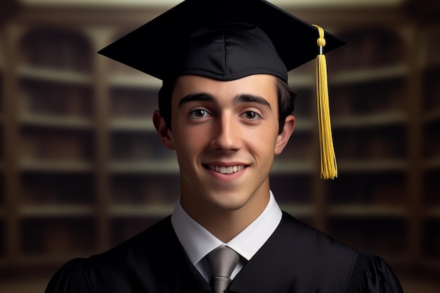 Un jeune homme habillé comme un diplômé de l'université.