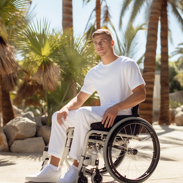 Jeune homme handicapé en vacances
