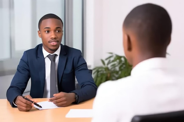 Un jeune homme interviewé pour un emploi créé avec l'IA générative