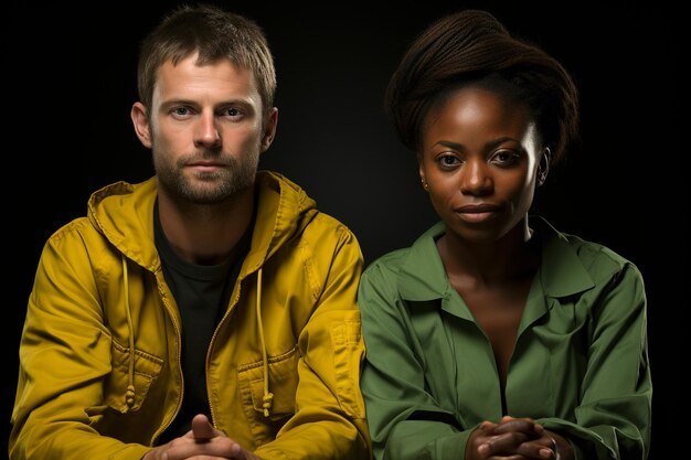 Photo un jeune homme et une jeune femme sont assis avec un ordinateur portable