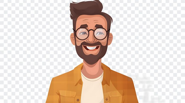 Photo un jeune homme joyeux avec une barbe, des lunettes et des vêtements décontractés.