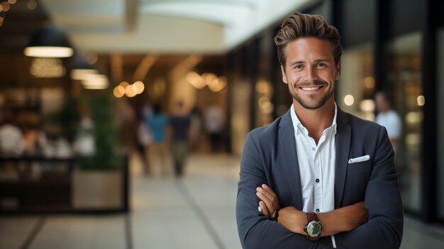 Photo jeune homme professionnel confiant en costume souriant