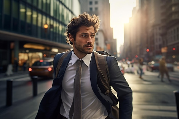 Le jeune homme se dépêche de travailler.