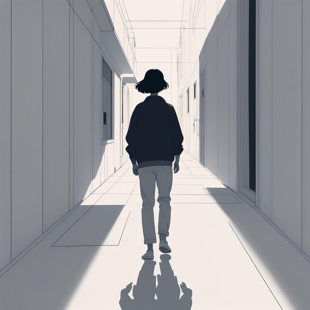 Un jeune homme se promène dans la ville une silhouette d'un homme avec