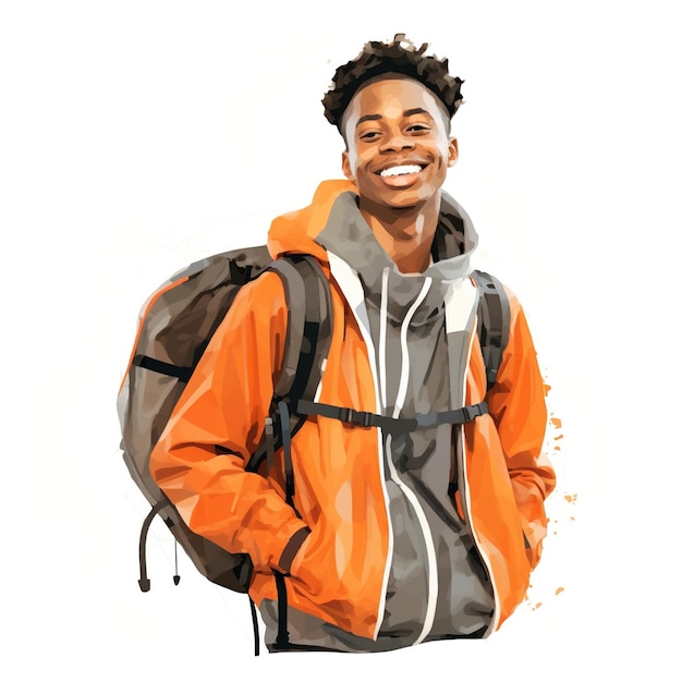 Un jeune homme souriant avec un sac à dos