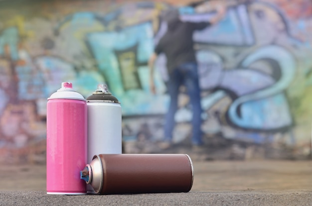 Le jeune homme en train de peindre des graffitis