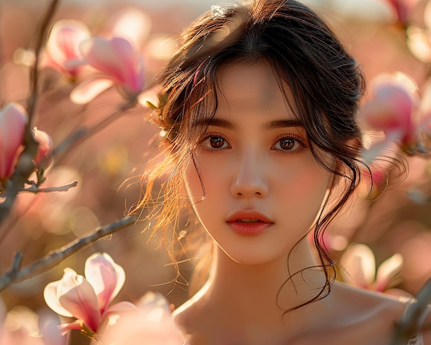 Une jeune et jolie fille asiatique pose pour un portrait.