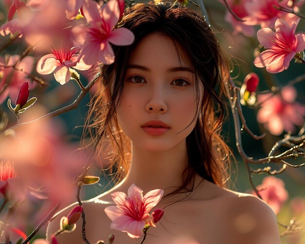 Une jeune et jolie fille asiatique pose pour un portrait.