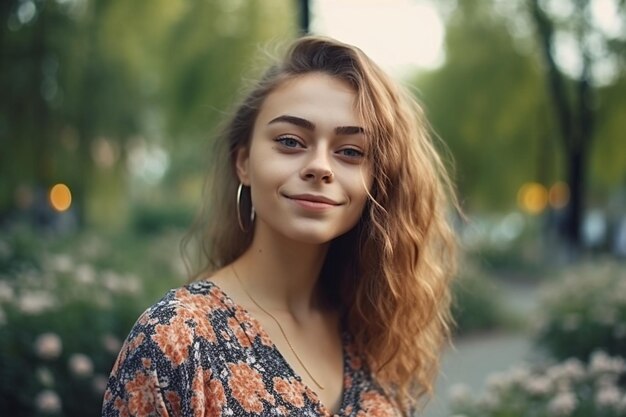 Une jeune et jolie fille dans un parc d'été