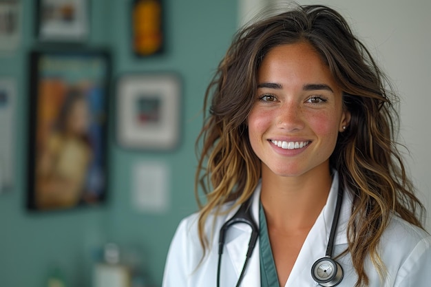 Photo un jeune médecin chaleureux et habile avec un sourire attrayant.