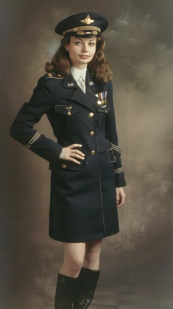 Photo jeune officier de la marine en uniforme avec une casquette décorative