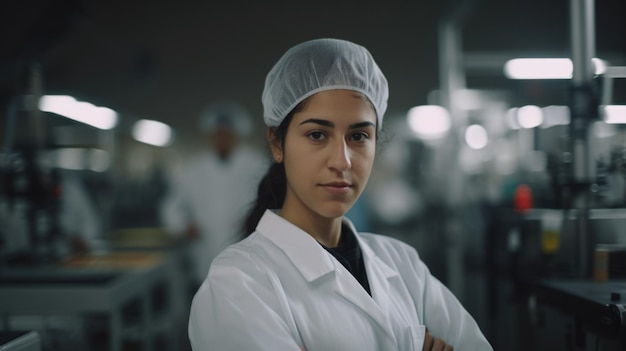 Un jeune ouvrier d'usine électronique hispanique souriant debout dans l'usine