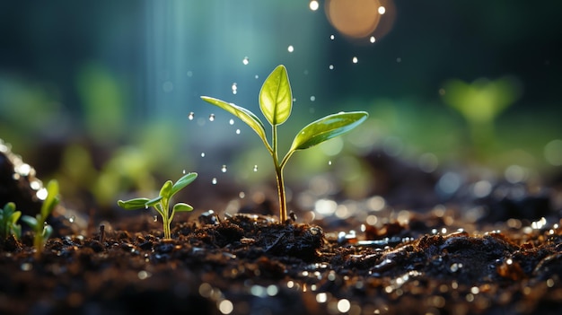 Jeune plante dans le sol