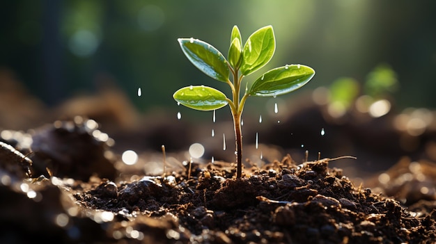 Jeune plante dans le sol