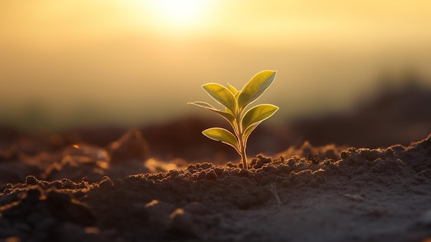 Une jeune plante étonnante qui pousse au soleil