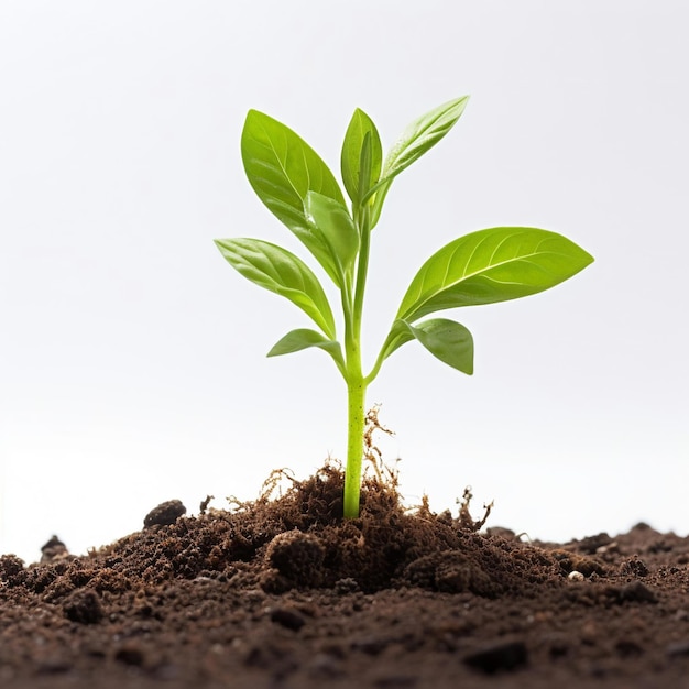 Jeune plante isolée sur blanc