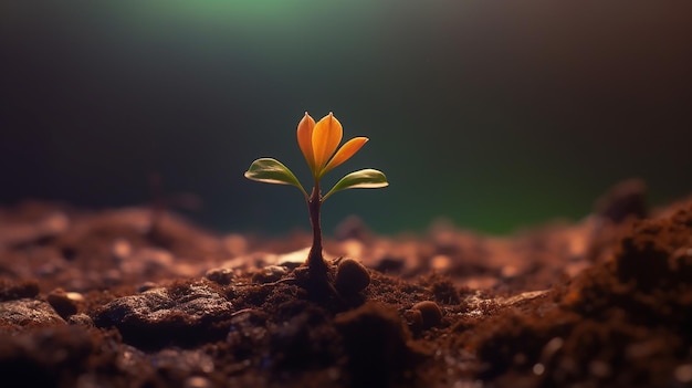 Jeune plante poussant sur le sol de manière élégante