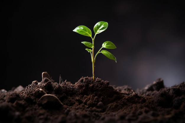 Jeune plante prospérant dans le sol générative Ai