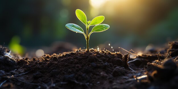 Une jeune plante qui pousse du sol.