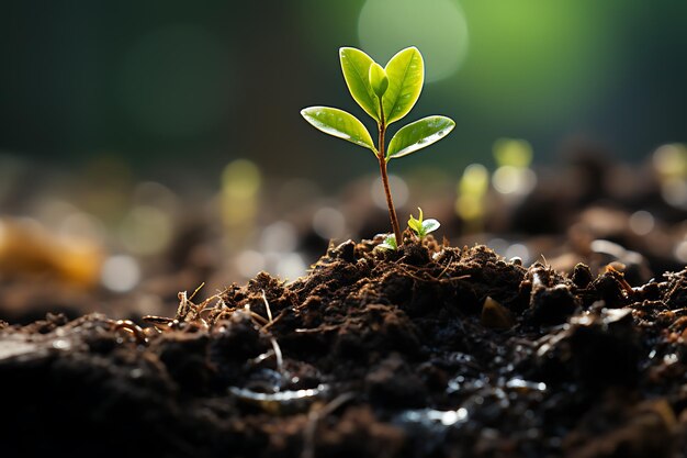 Une jeune plante qui pousse à la lumière du soleil