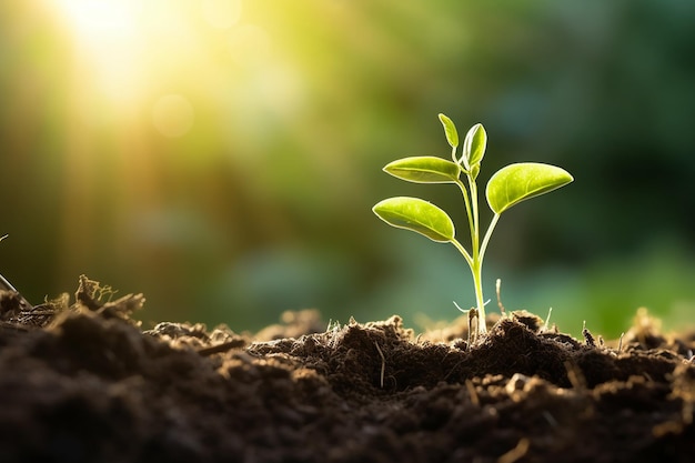 Une jeune plante qui s'épanouit à la lumière du soleil