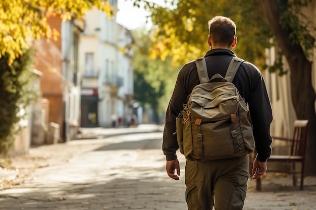 Un jeune soldat patriote se rend chez lui