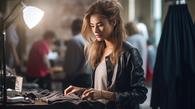 Jeune styliste au travail et profitez-en