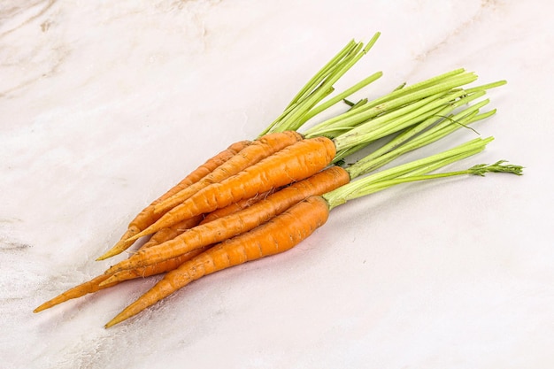 Jeune tas de carottes crues isolé