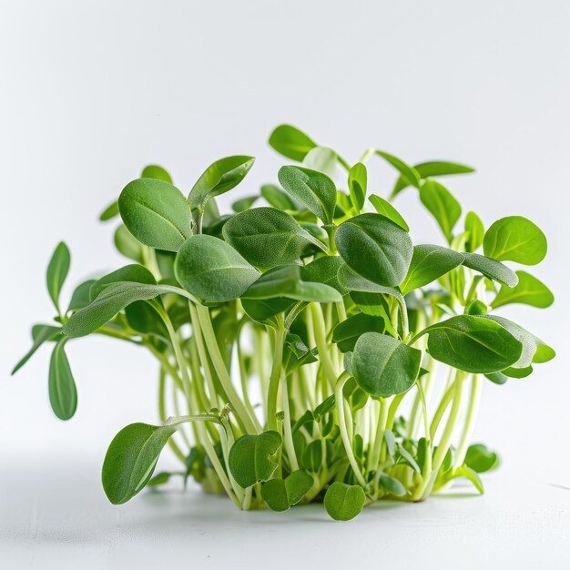 Jeune tournesol vert frais isolé sur fond blanc