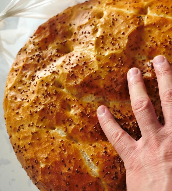 Photo jeûne turc frais et pain pita pour l'iftar