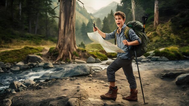 Photo un jeune voyageur prêt pour une randonnée.