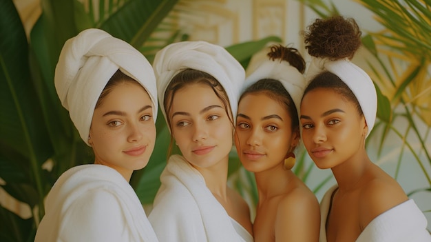 Photo de jeunes amies se détendent dans un spa.