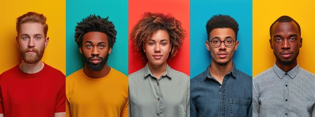 Photo des jeunes divers dans un contexte coloré