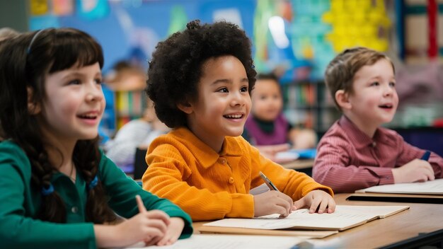 Les jeunes élèves dans la salle de classe