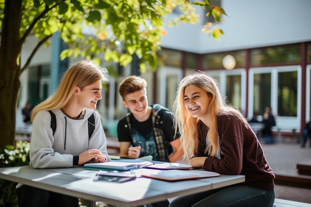 Jeunes étudiant sur le campus universitaire