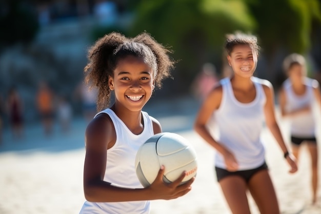 Des jeunes femmes jouent au volley-ball