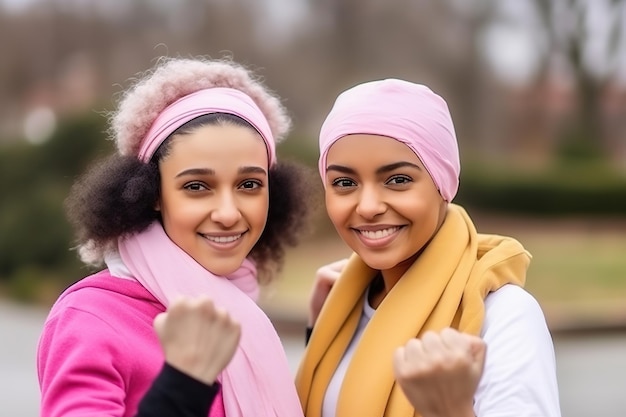 Des jeunes femmes prêtes à lutter contre le cancer du sein AI générative