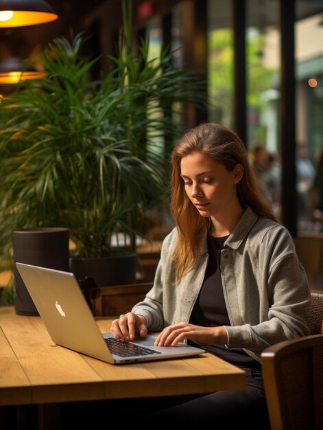 jeunes femmes travaillant avec un ordinateur portable tout en étant assises à ca