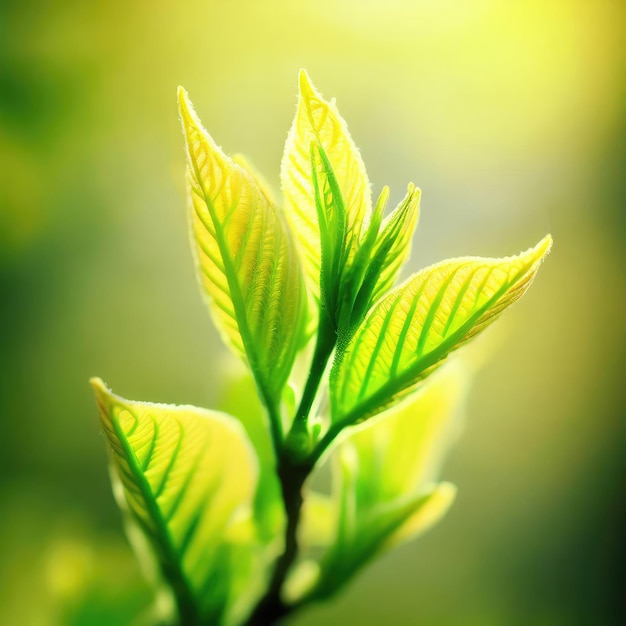 Les jeunes feuilles sur l'arbre du printemps