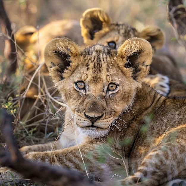 Les jeunes lions au repos