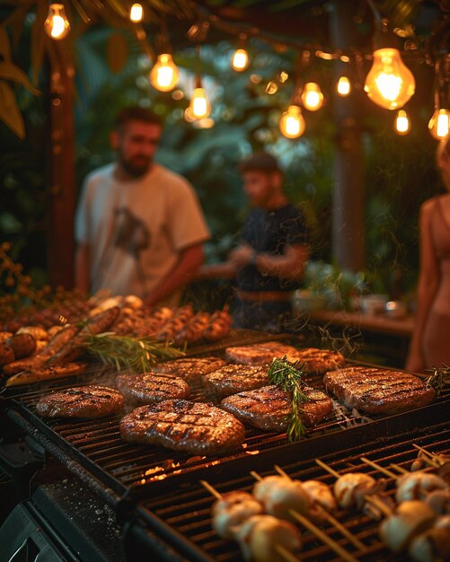 Des jeunes organisent un barbecue dans leur jardin