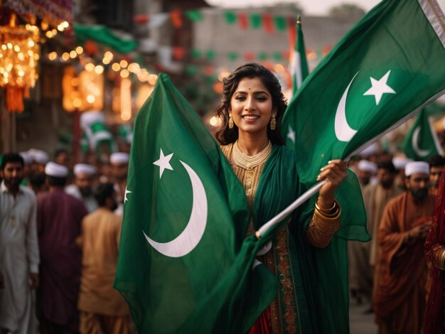 Les jeunes pakistanais célèbrent le jour de l'indépendance le 14 août