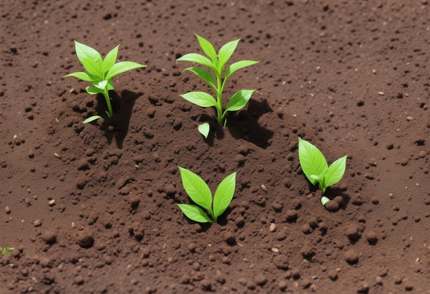 de jeunes plantes fraîches vertes poussent à partir du sol AI générative