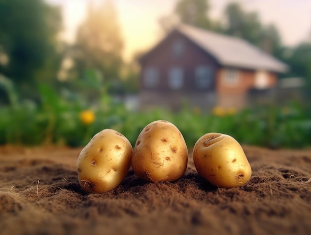 Jeunes pommes de terre sur le terrain