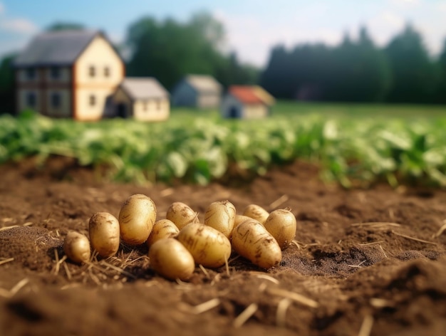 Jeunes pommes de terre sur le terrain