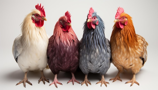 Photo de jeunes poulets dans un poulailler mignons et vifs générés par l'ia