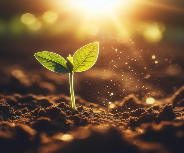 Les jeunes poussent du sol Le soleil brille Le fond du jour de la terre