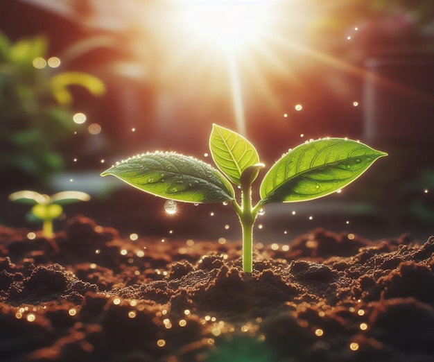 Les jeunes poussent du sol Le soleil brille Le fond du jour de la terre